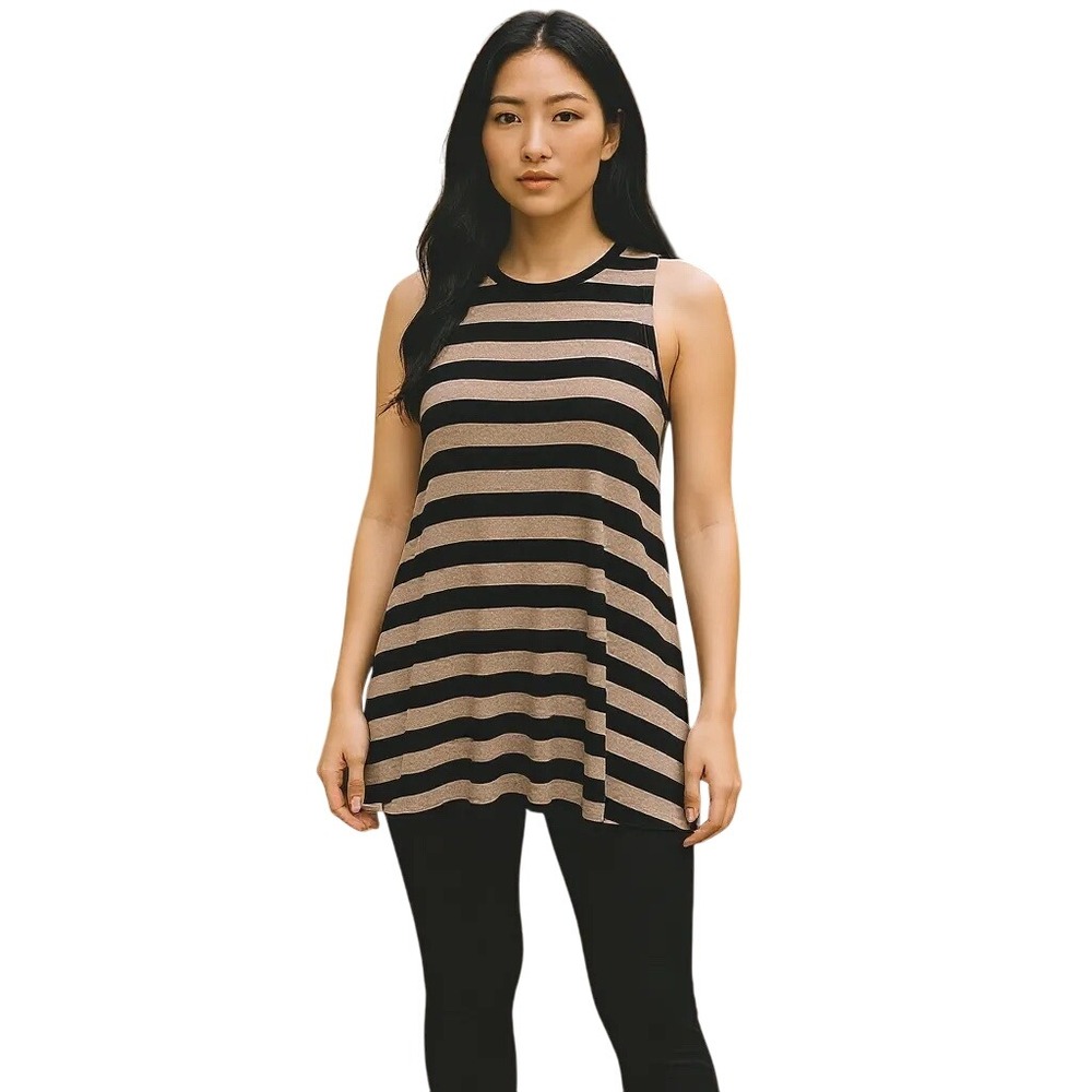 Leith Womens Tunic Medium Metallic Gold Y2K Glam Streetwear Split Back Detail